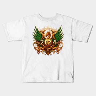 Wooden Gold Green Dragon 2024 No.5 Kids T-Shirt